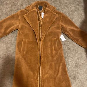 Long Carmel colored Sherpa Coat